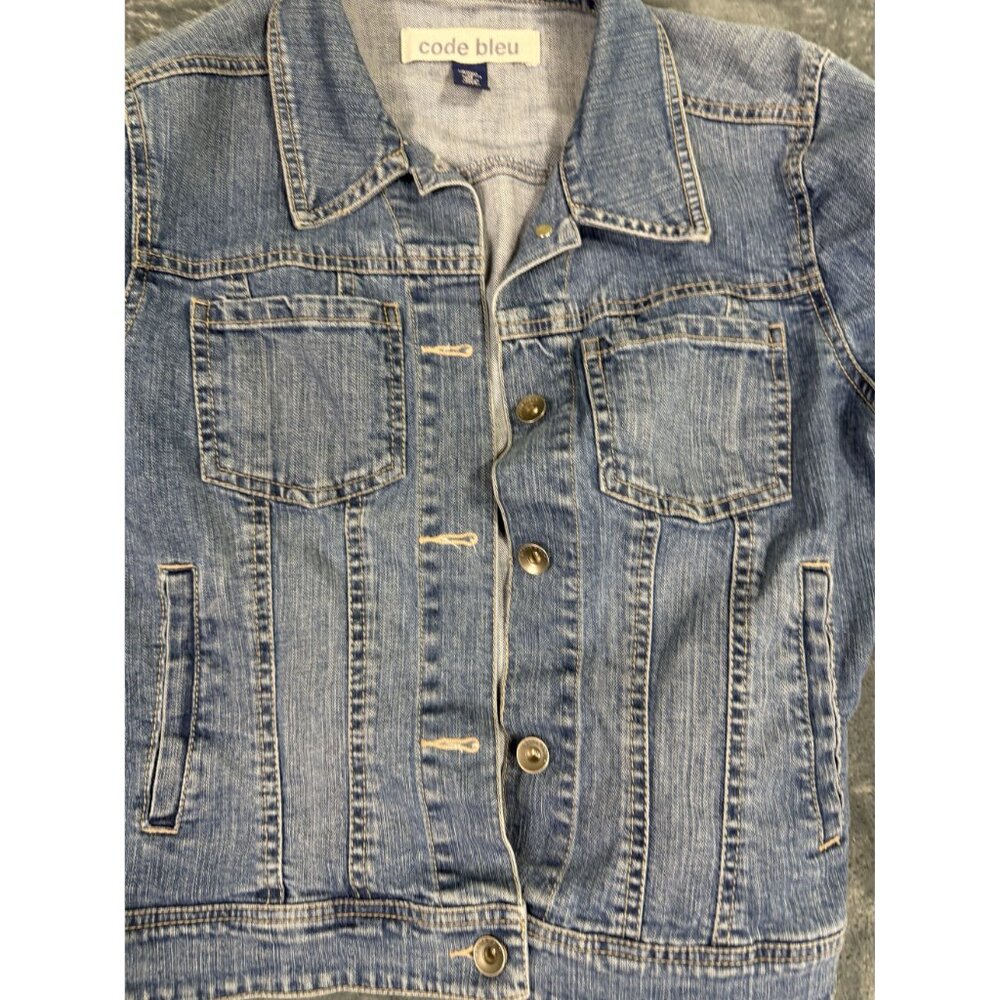 Code Bleu Womens Medium Denim Jacket Button-Up Fr… - image 4